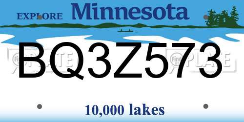 BQ3Z573 Minnesota License Plate
