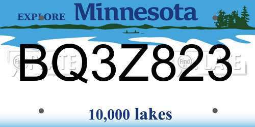 BQ3Z823 Minnesota License Plate