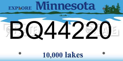 BQ44220 Minnesota License Plate