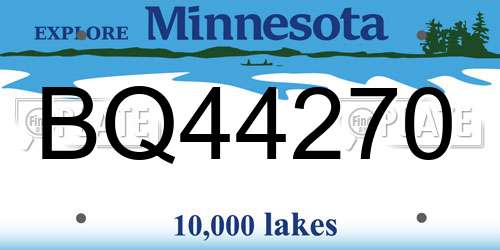 BQ44270 Minnesota License Plate