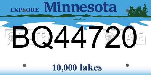 BQ44720 Minnesota License Plate