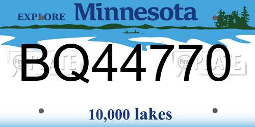 BQ44770 Minnesota License Plate