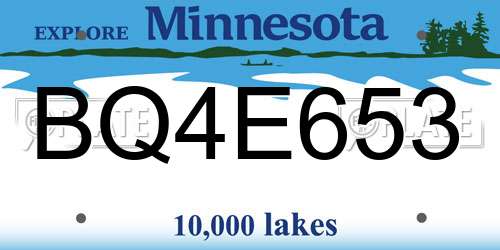 BQ4E653 Minnesota License Plate