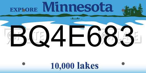 BQ4E683 Minnesota License Plate