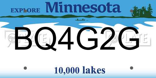 BQ4G2G Minnesota License Plate