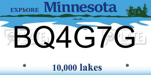 BQ4G7G Minnesota License Plate