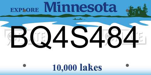 BQ4S484 Minnesota License Plate