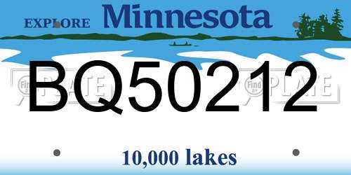 BQ50212 Minnesota License Plate