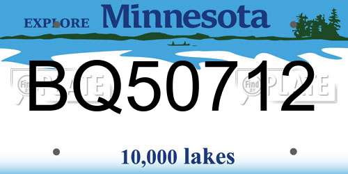 BQ50712 Minnesota License Plate