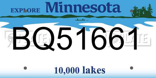 BQ51661 Minnesota License Plate