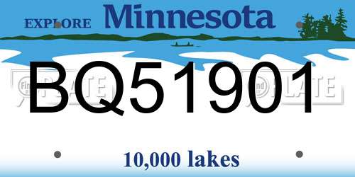 BQ51901 Minnesota License Plate