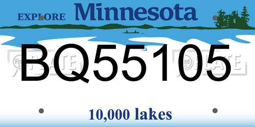 BQ55105 Minnesota License Plate