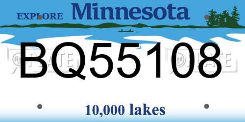 BQ55108 Minnesota License Plate