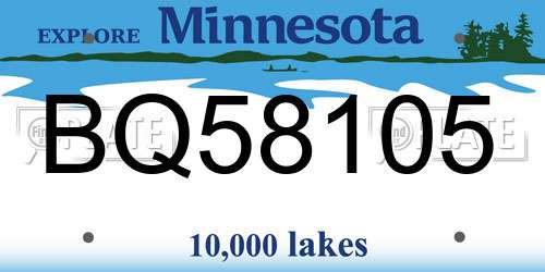 BQ58105 Minnesota License Plate