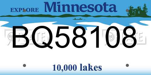BQ58108 Minnesota License Plate