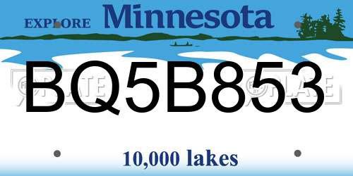BQ5B853 Minnesota License Plate