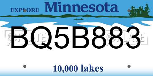 BQ5B883 Minnesota License Plate
