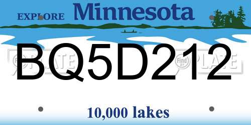 BQ5D212 Minnesota License Plate