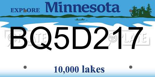 BQ5D217 Minnesota License Plate
