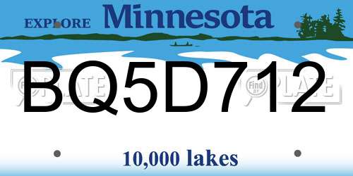 BQ5D712 Minnesota License Plate