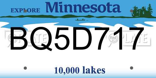 BQ5D717 Minnesota License Plate
