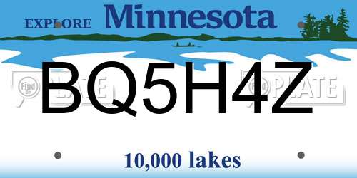 BQ5H4Z Minnesota License Plate