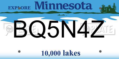 BQ5N4Z Minnesota License Plate