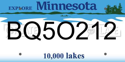 BQ5O212 Minnesota License Plate