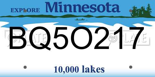 BQ5O217 Minnesota License Plate