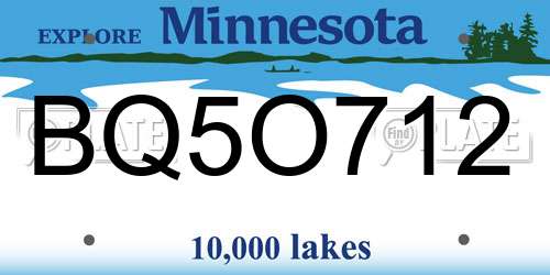 BQ5O712 Minnesota License Plate