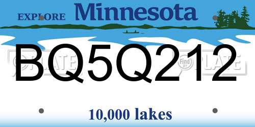 BQ5Q212 Minnesota License Plate