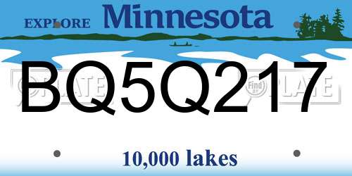 BQ5Q217 Minnesota License Plate