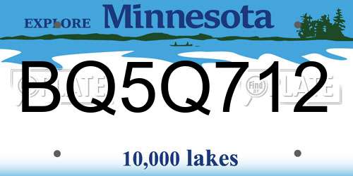 BQ5Q712 Minnesota License Plate