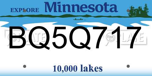 BQ5Q717 Minnesota License Plate