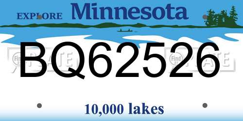 BQ62526 Minnesota License Plate
