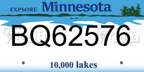 BQ62576 Minnesota License Plate