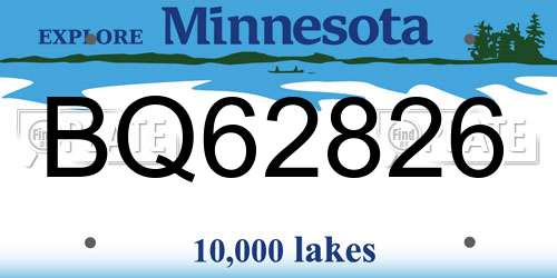 BQ62826 Minnesota License Plate