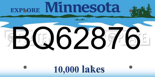 BQ62876 Minnesota License Plate