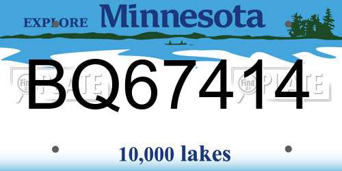 BQ67414 Minnesota License Plate