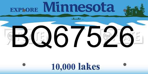 BQ67526 Minnesota License Plate
