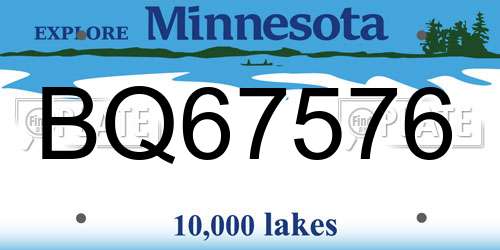BQ67576 Minnesota License Plate