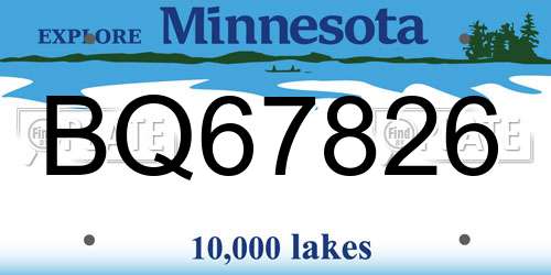 BQ67826 Minnesota License Plate
