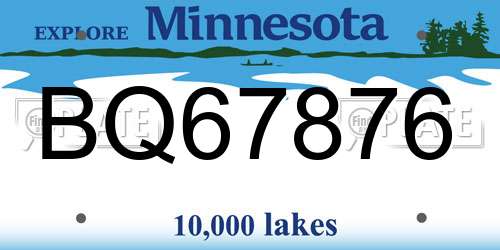 BQ67876 Minnesota License Plate