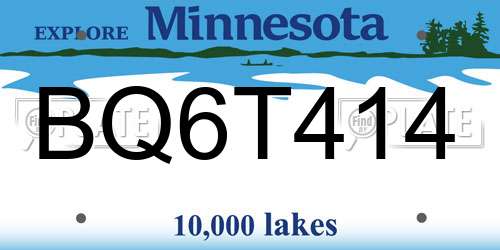 BQ6T414 Minnesota License Plate