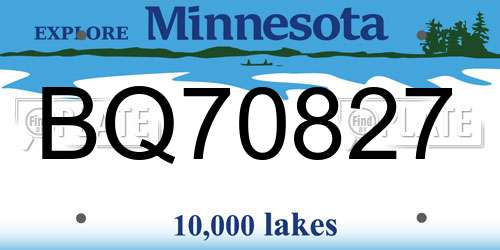BQ70827 Minnesota License Plate
