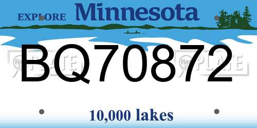 BQ70872 Minnesota License Plate