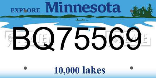 BQ75569 Minnesota License Plate
