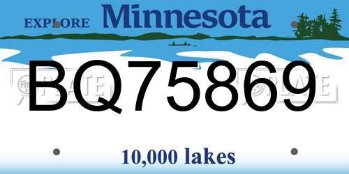 BQ75869 Minnesota License Plate