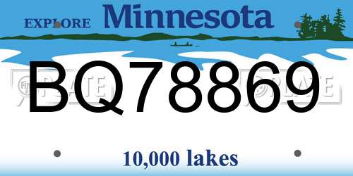 BQ78869 Minnesota License Plate