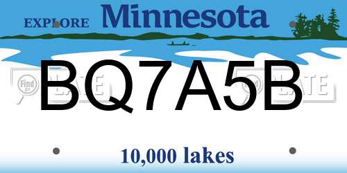BQ7A5B Minnesota License Plate